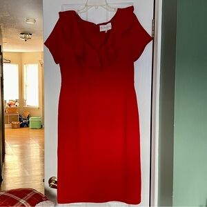Charles Henry Red Cocktail Dress with Ruffled Neckline Size XL